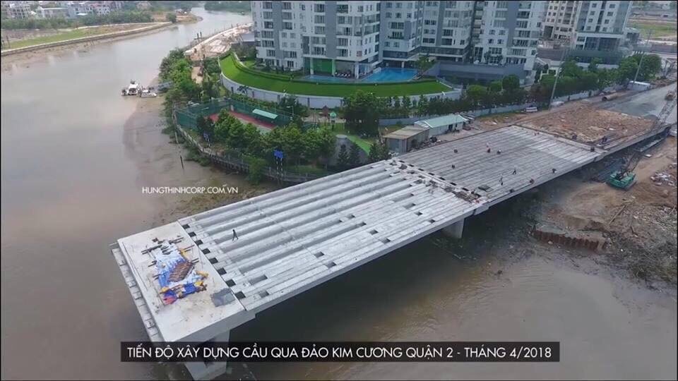 Tiến độ Cầu Thời Đại bắt từ Đảo Kim Cương qua khu đô thị Sala Quận 2 King Real